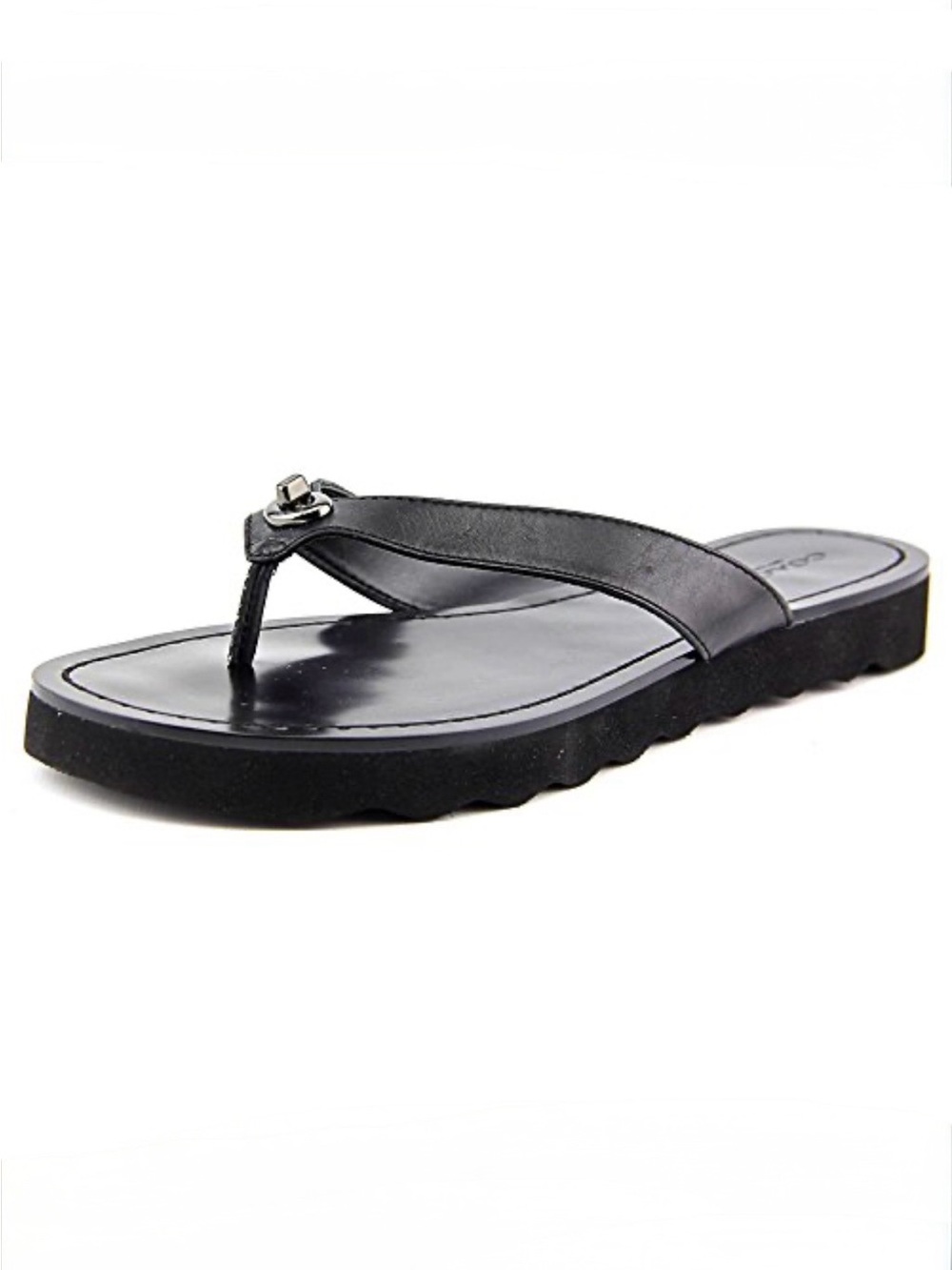 Coach Shelly Black Leather Flip Flop Sandals Size 7